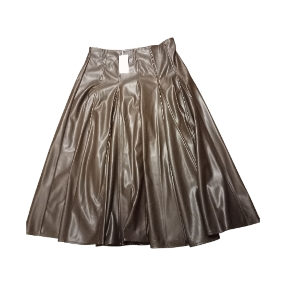 Worthington Elegant Hot Fudge Faux Leather Skirt, Size L, NWT